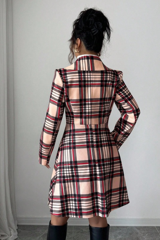 Print Dual Faced Wool Long Sleeve Overcoat