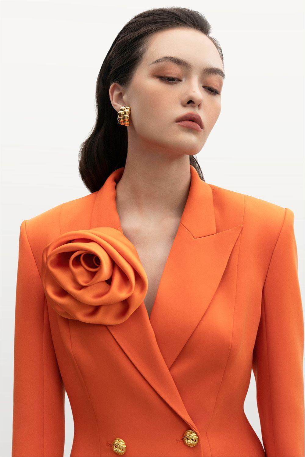 3d Blazer �?mid Waist Pants Set