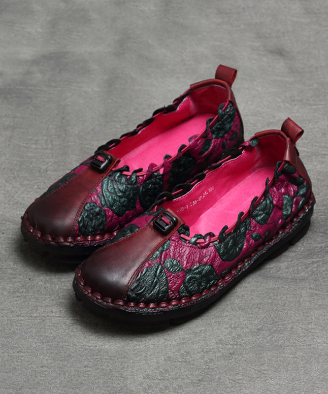 Chocolate Splicing Embossed Flat Feet Shoes for
