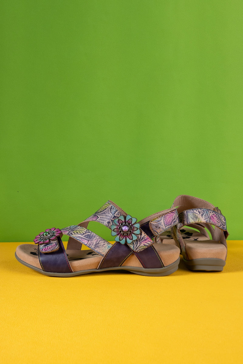 Soffia | Celine Abstract Leather Footbed Sandal