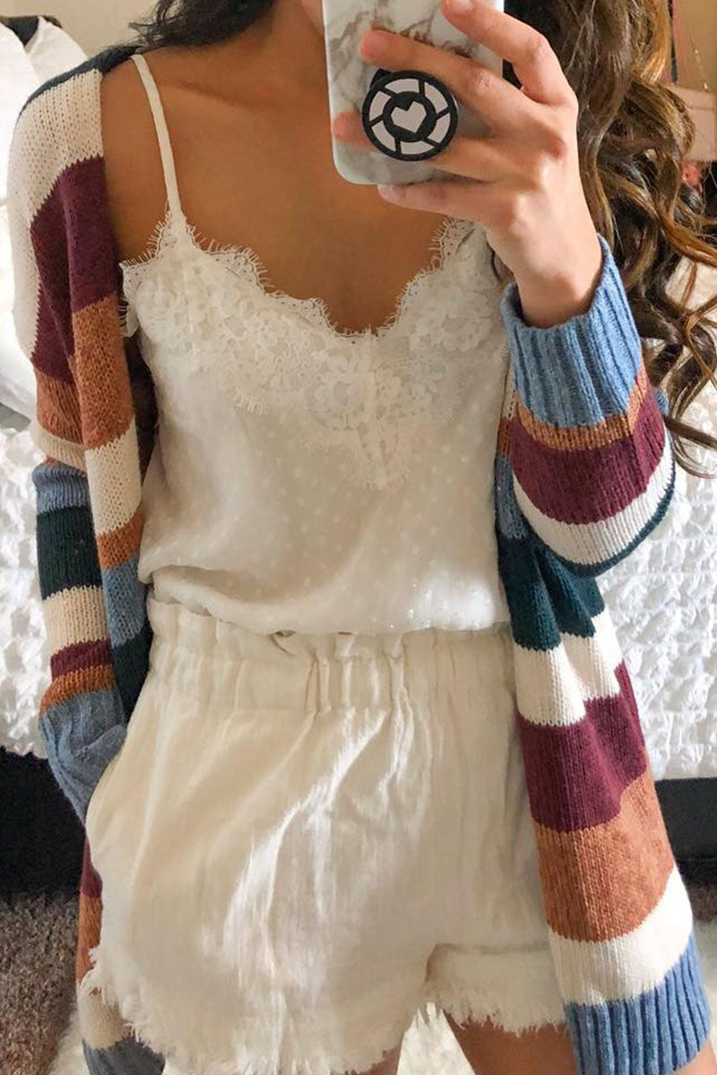 Street Striped Patchwork Sweaters
