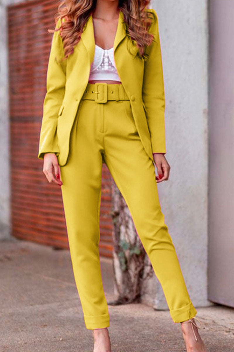 Patchwork Turndown Collar Long Sleeve Two Pieces