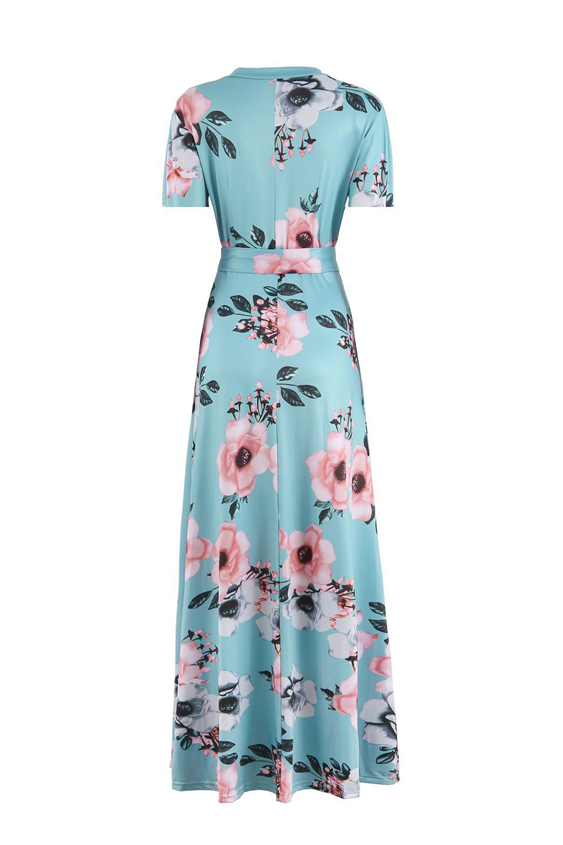 Print Half a Turtleneck Waist Skirt Dresses(3 Colors)