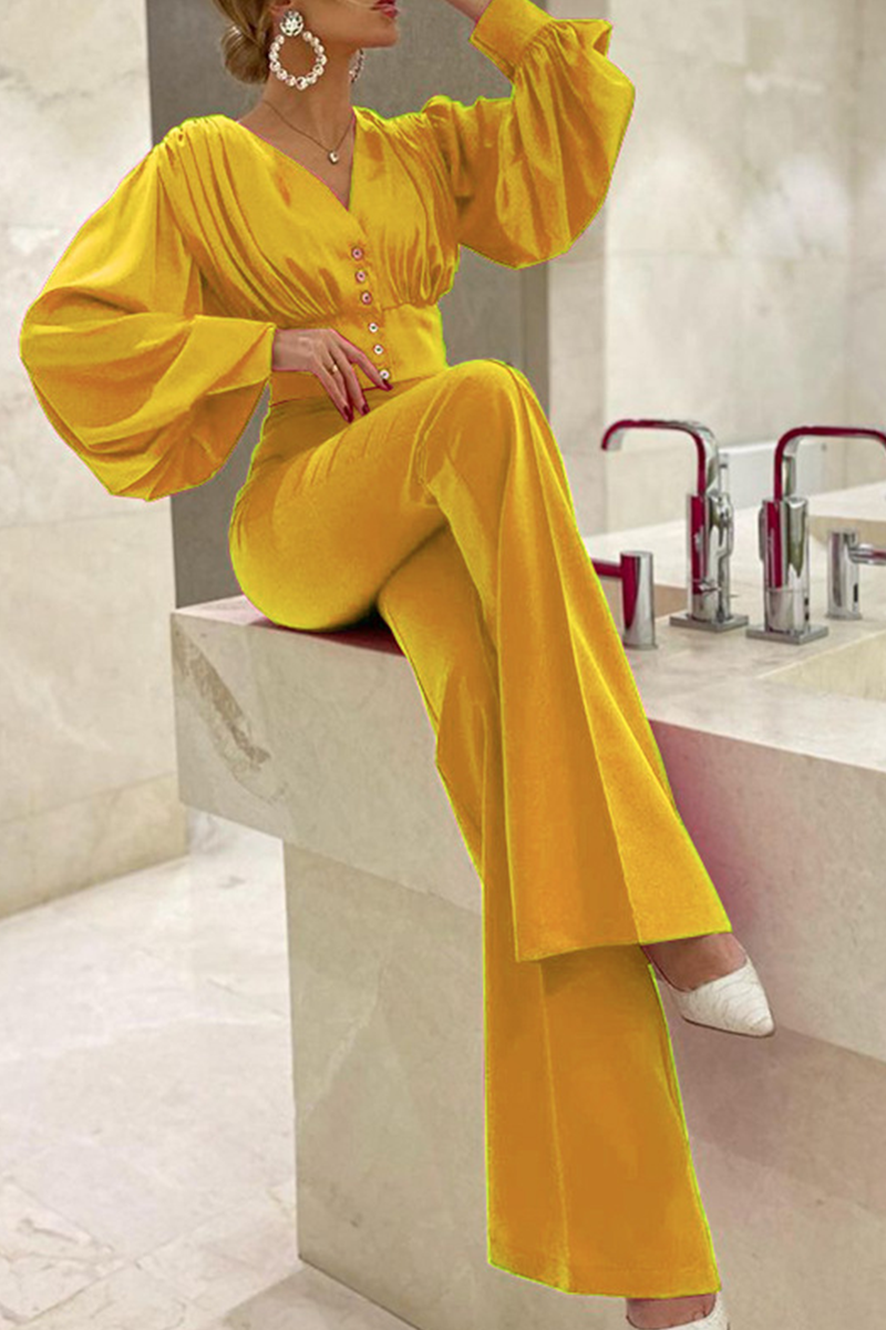 Patchwork V Neck Long Sleeve Two Pieces