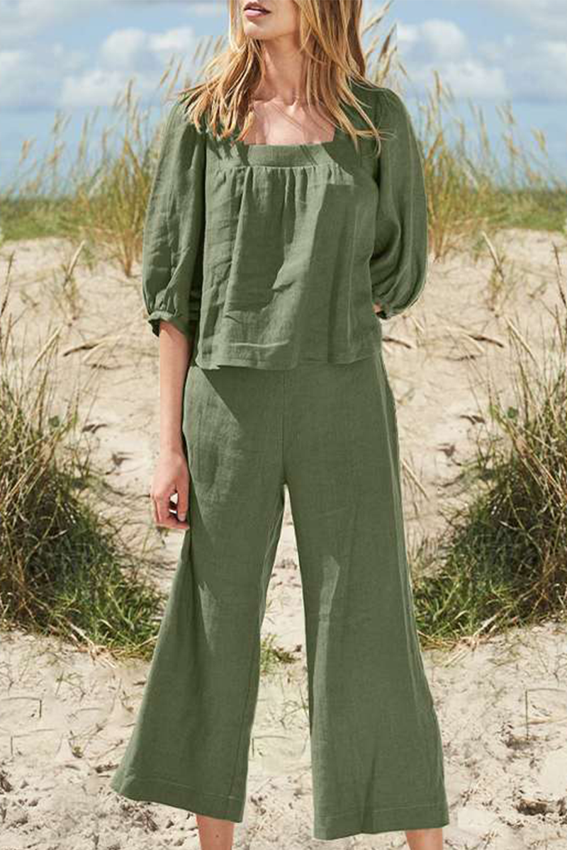 Patchwork Square Collar Half Sleeve Two Pieces