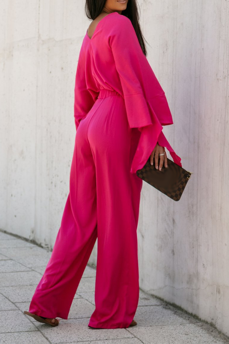 Patchwork V Neck Long Sleeve Two Pieces