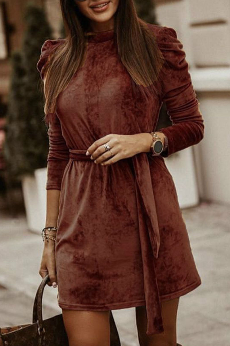 Patchwork O Neck Pencil Skirt Dresses