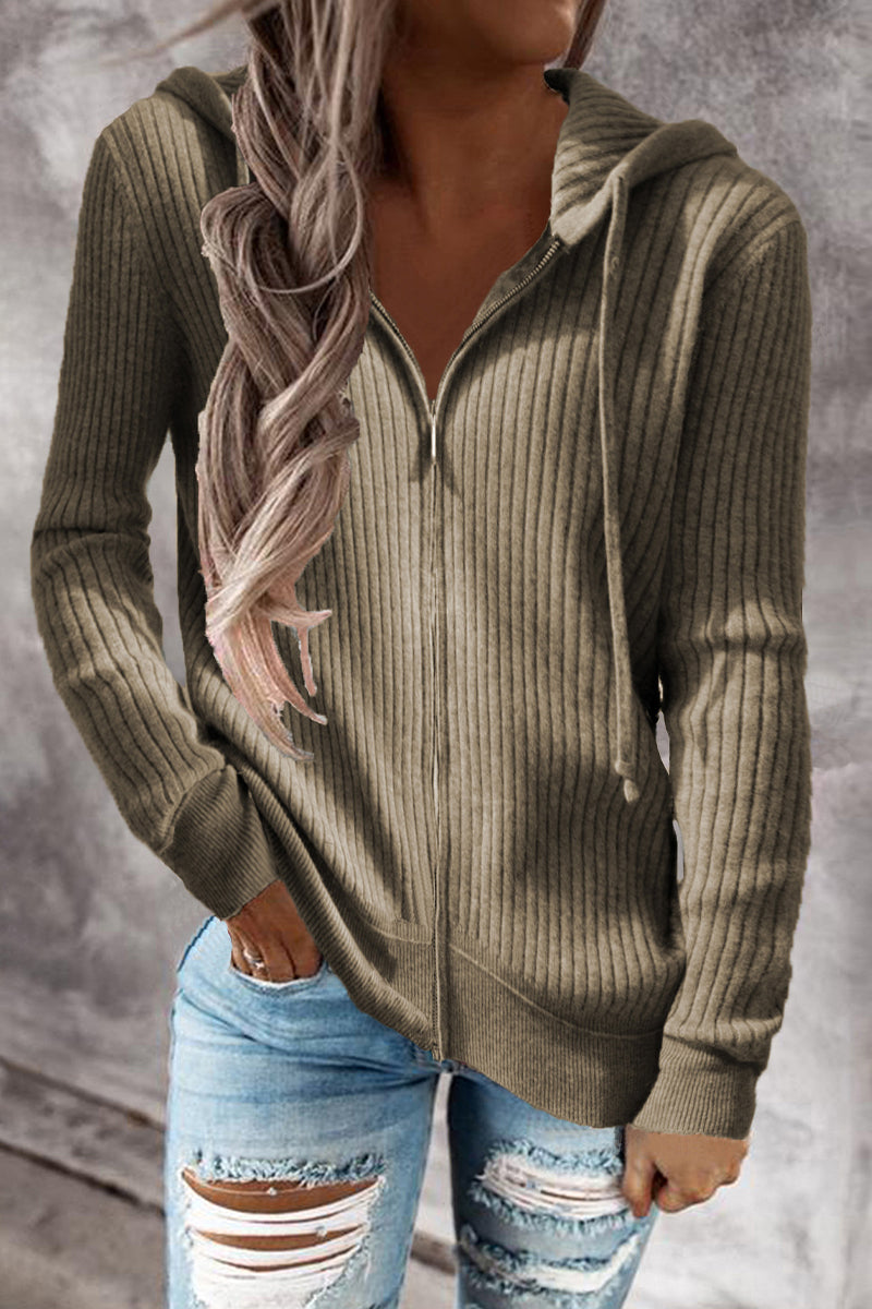 Zipper Hooded Collar Cardigans(7 Colors)