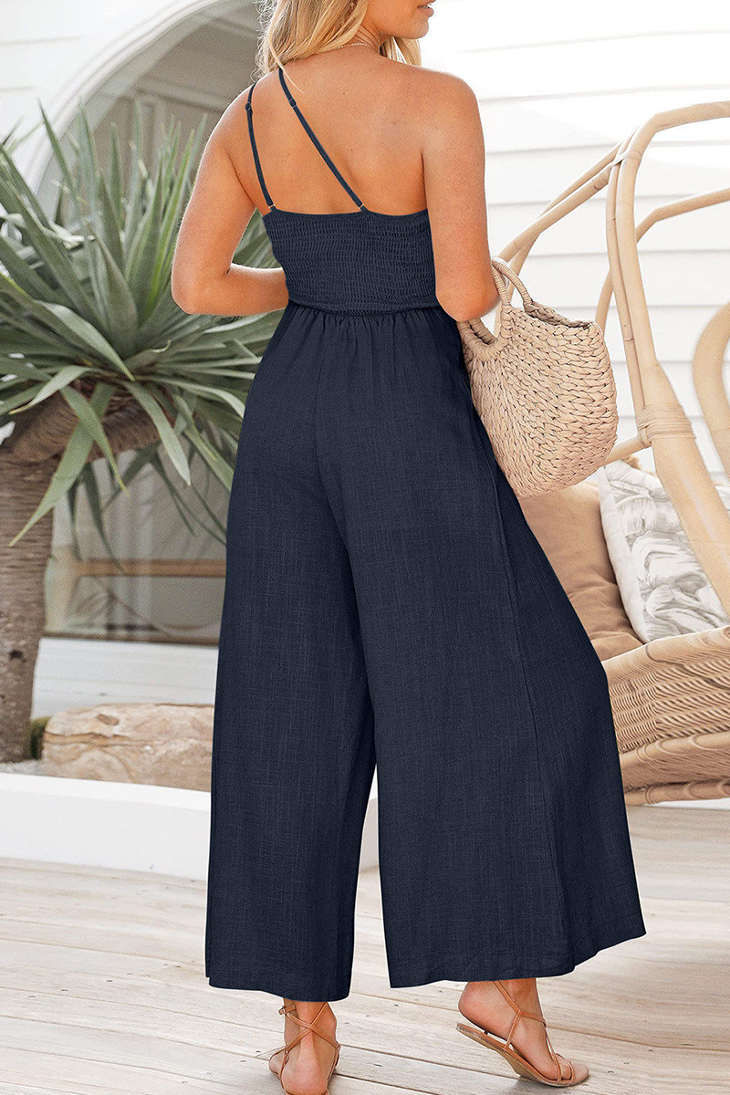 Patchwork Off the Shoulder Straight Jumpsuits(6 Colors)