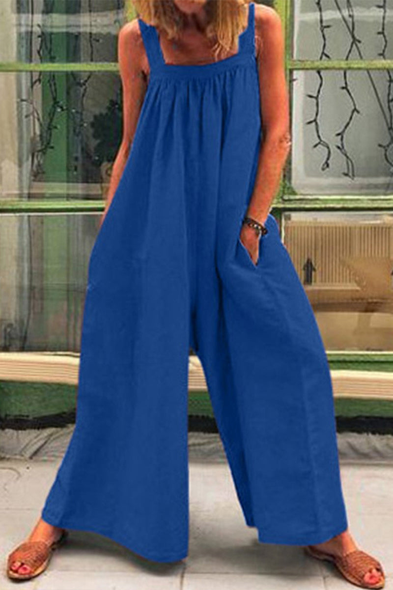 Daily Square Collar Loose Jumpsuits(5 Colors)