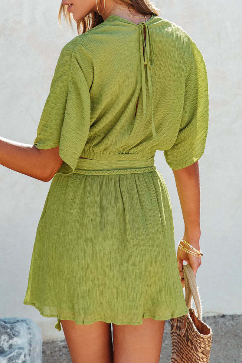 Daily Frenulum Backless V Neck Two Pieces