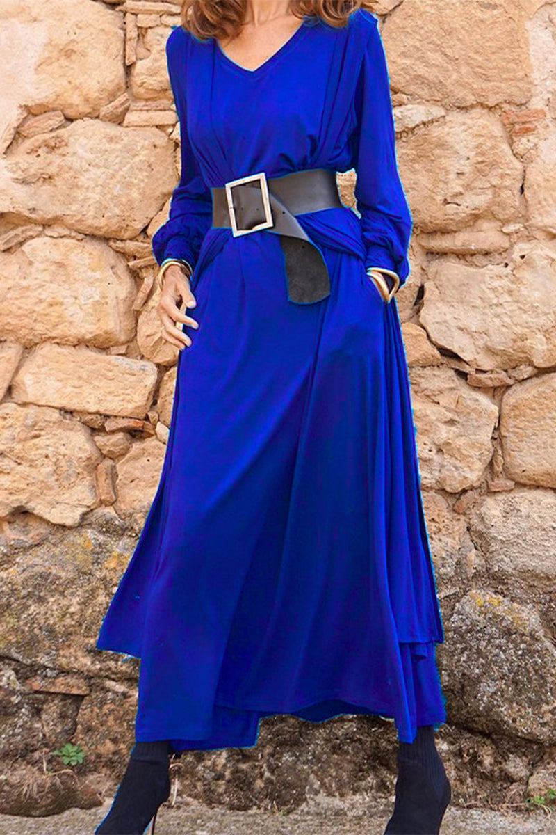 With Belt V Neck Long Sleeve Two Pieces