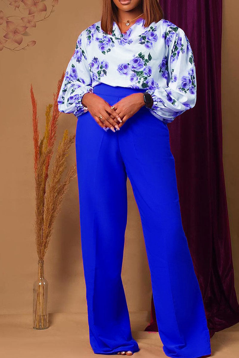 Print Patchwork O Neck Long Sleeve Two Pieces