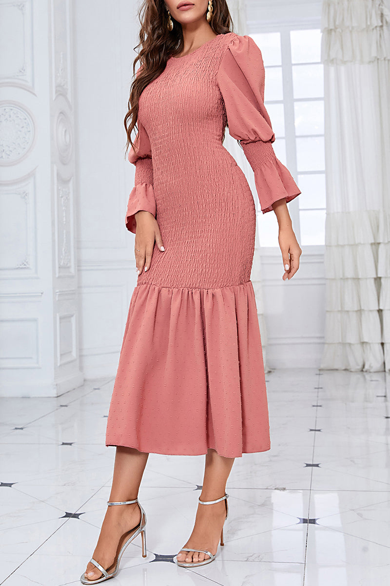 Fold O Neck Wrapped Skirt Dresses