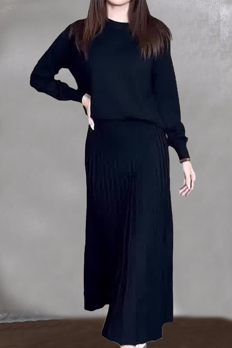 Fold O Neck Long Sleeve Two Pieces