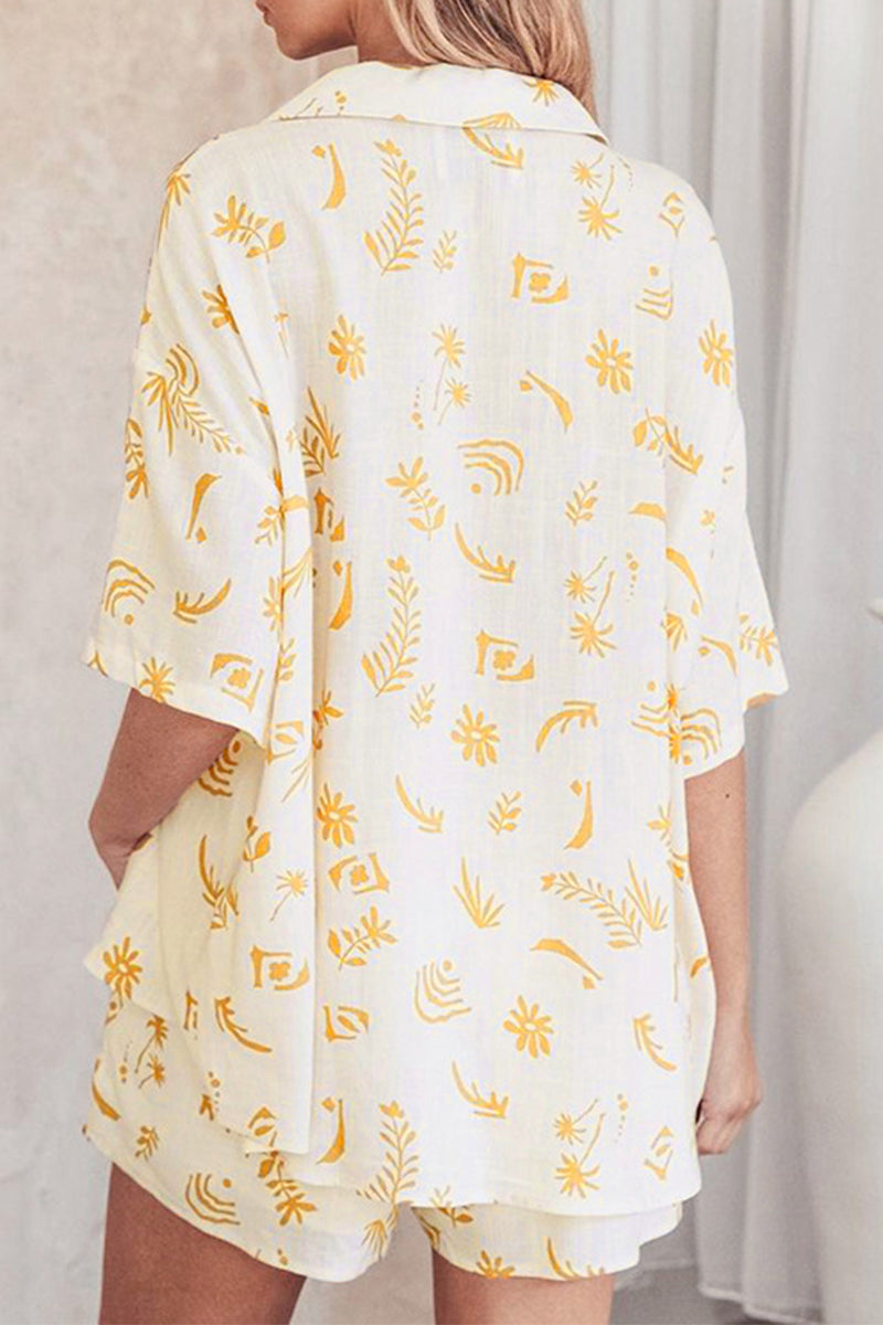Pocket Turndown Collar Half Sleeve Two Pieces