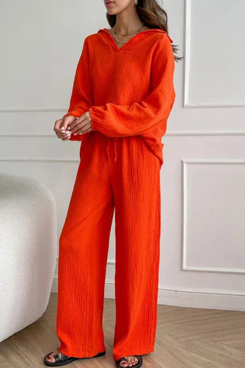 Simplicity Frenulum Turndown Collar Long Sleeve Two Pieces
