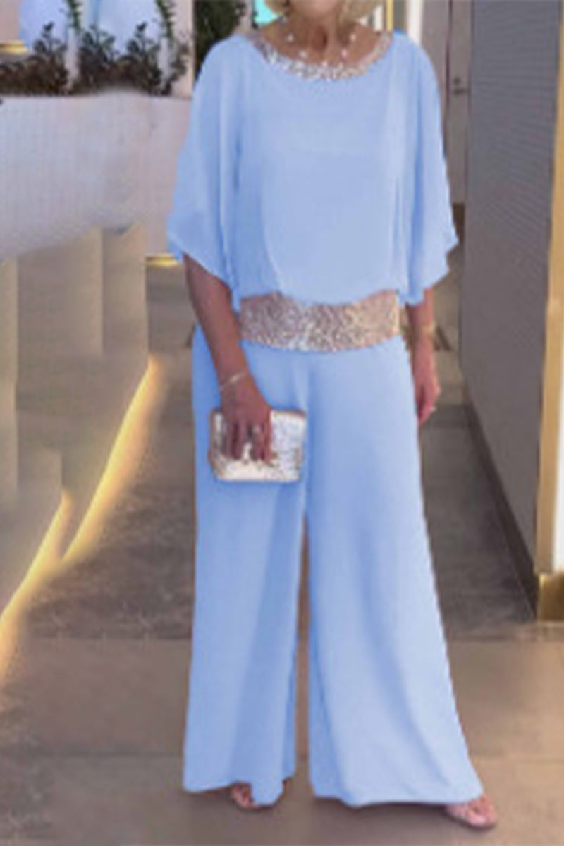 Sequins O Neck Two Pieces