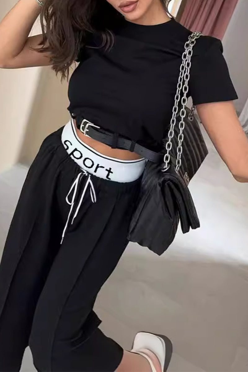 British Style Draw String With Belt O Neck Short Sleeve Two Pieces