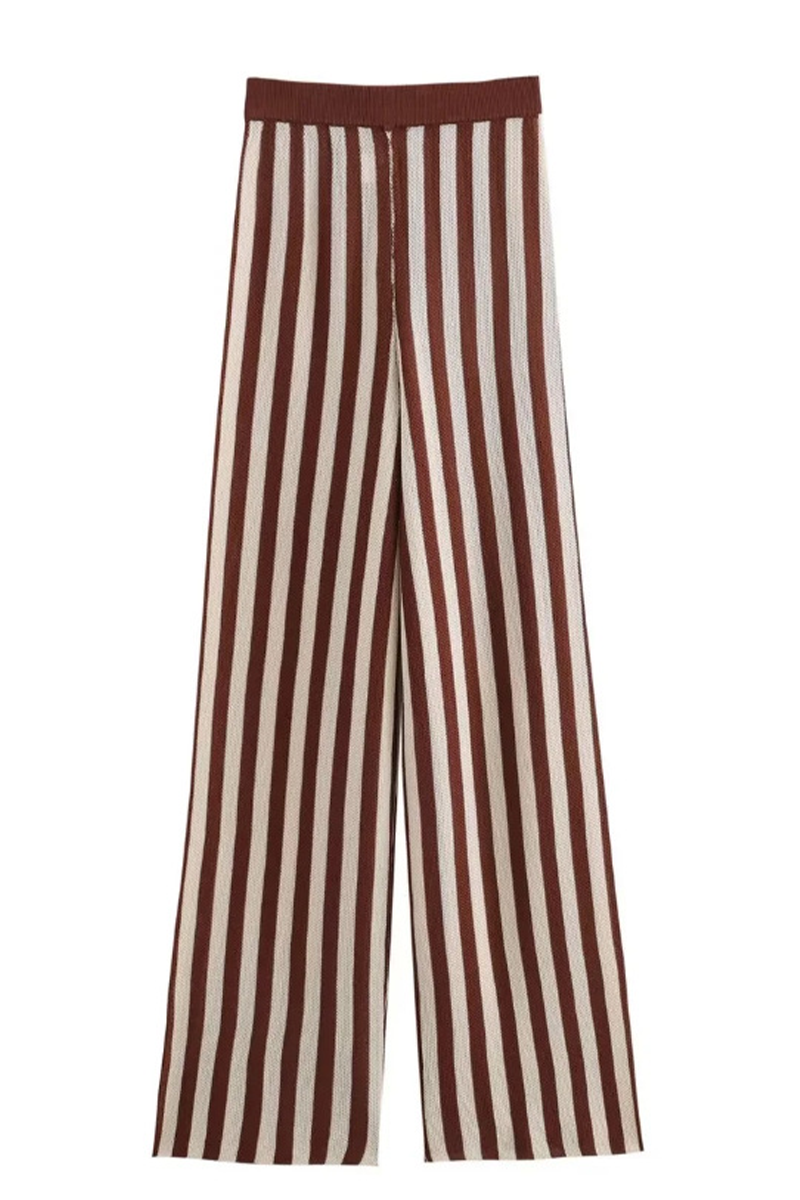 Street Stripe Weave O Neck Sleeveless Two Pieces