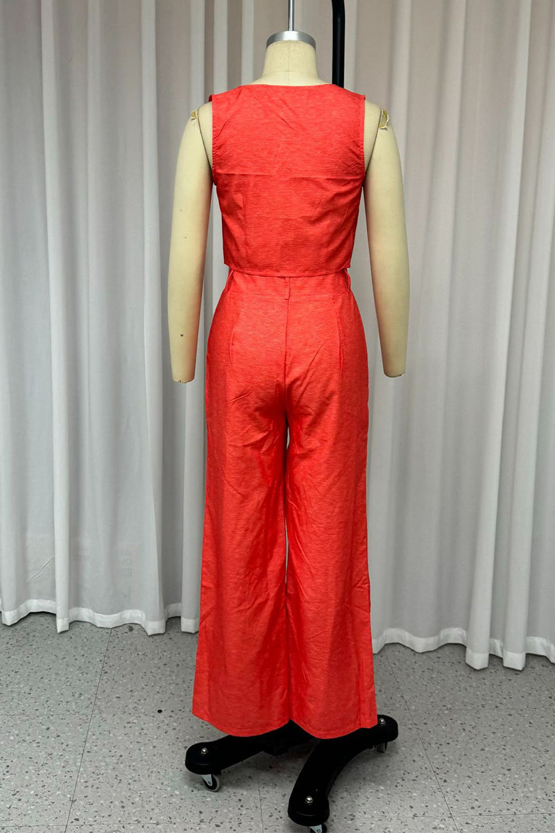Daily Buttons Square Neck Sleeveless Two Pieces