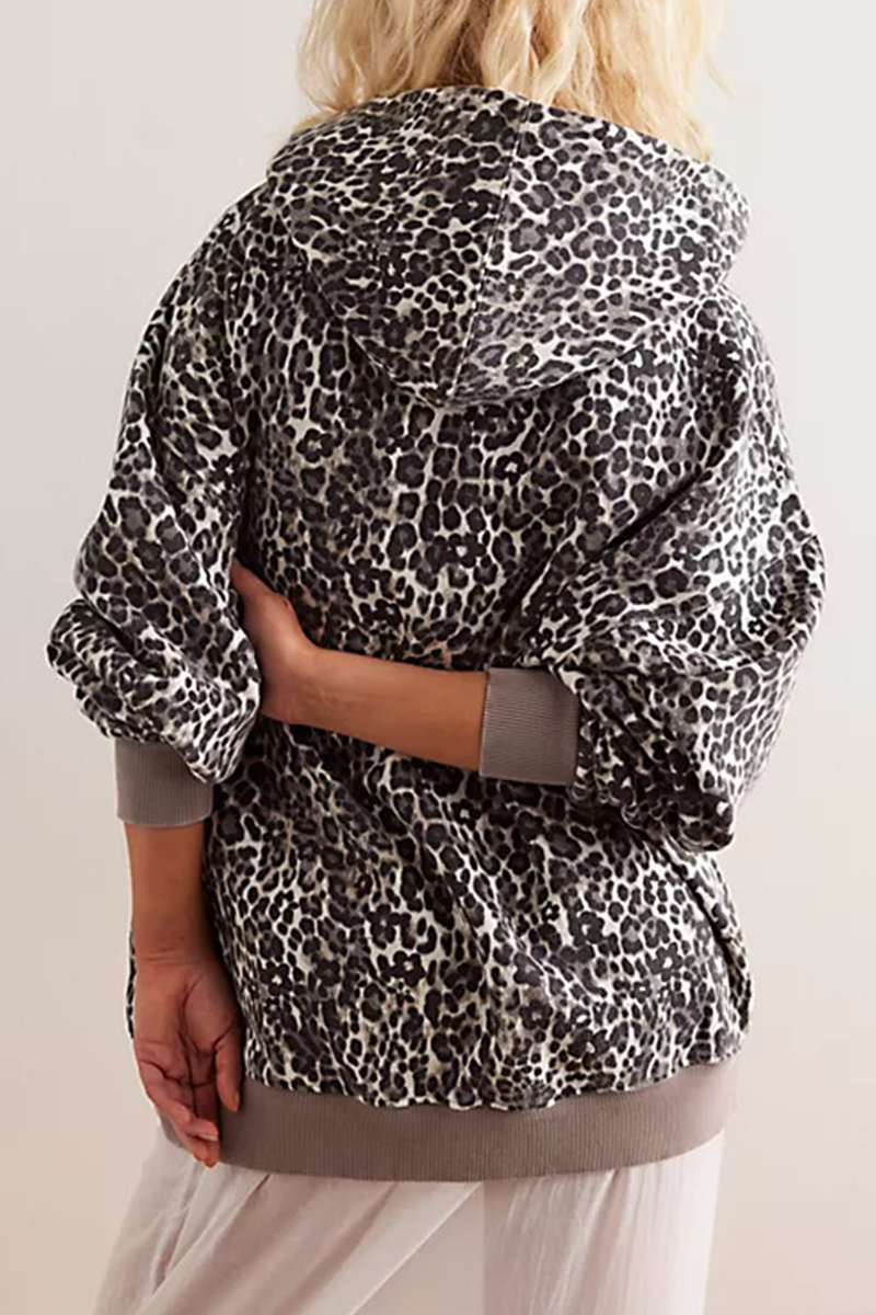 Street Flowers Snakeskin Print Leopard Pocket Hooded Hoodies(5 Colors)
