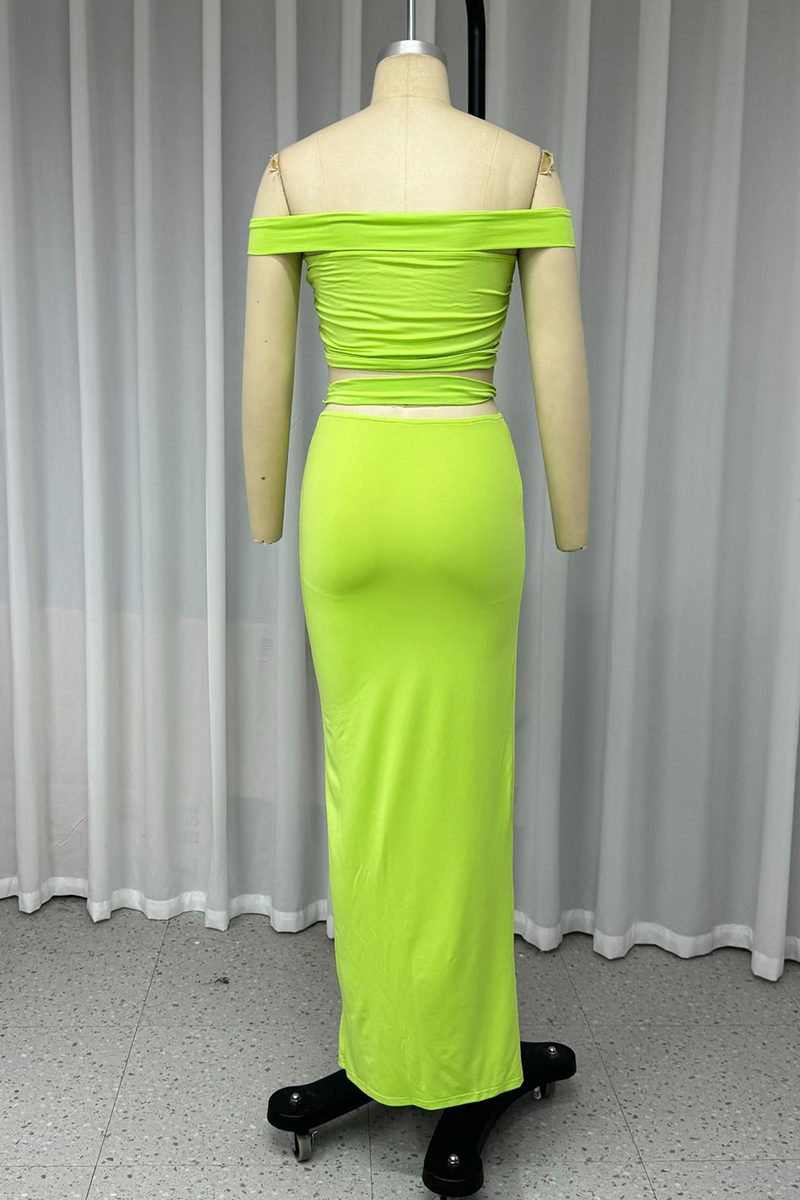 Slit Irregular Off Shoulder Short Sleeve Two Pieces