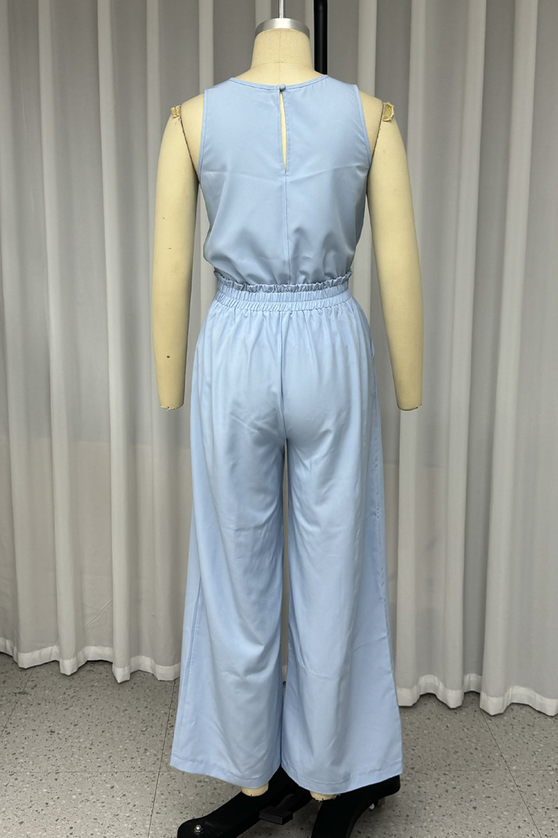Daily Lace Up O Neck Sleeveless Two Pieces