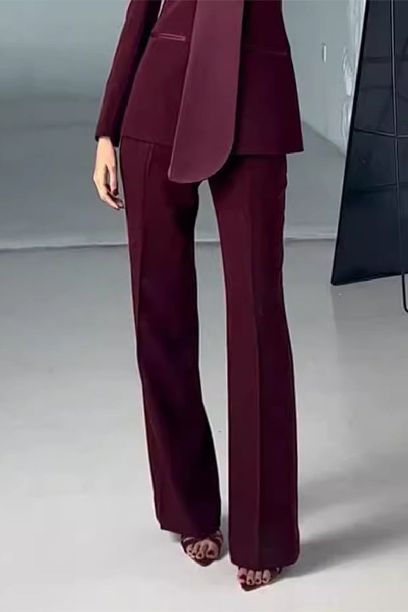 Patchwork Turn-back Collar Long Sleeve Two Pieces