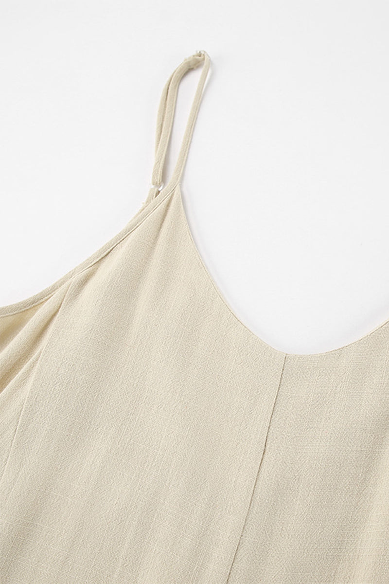 Draw String V Neck Loose Jumpsuits