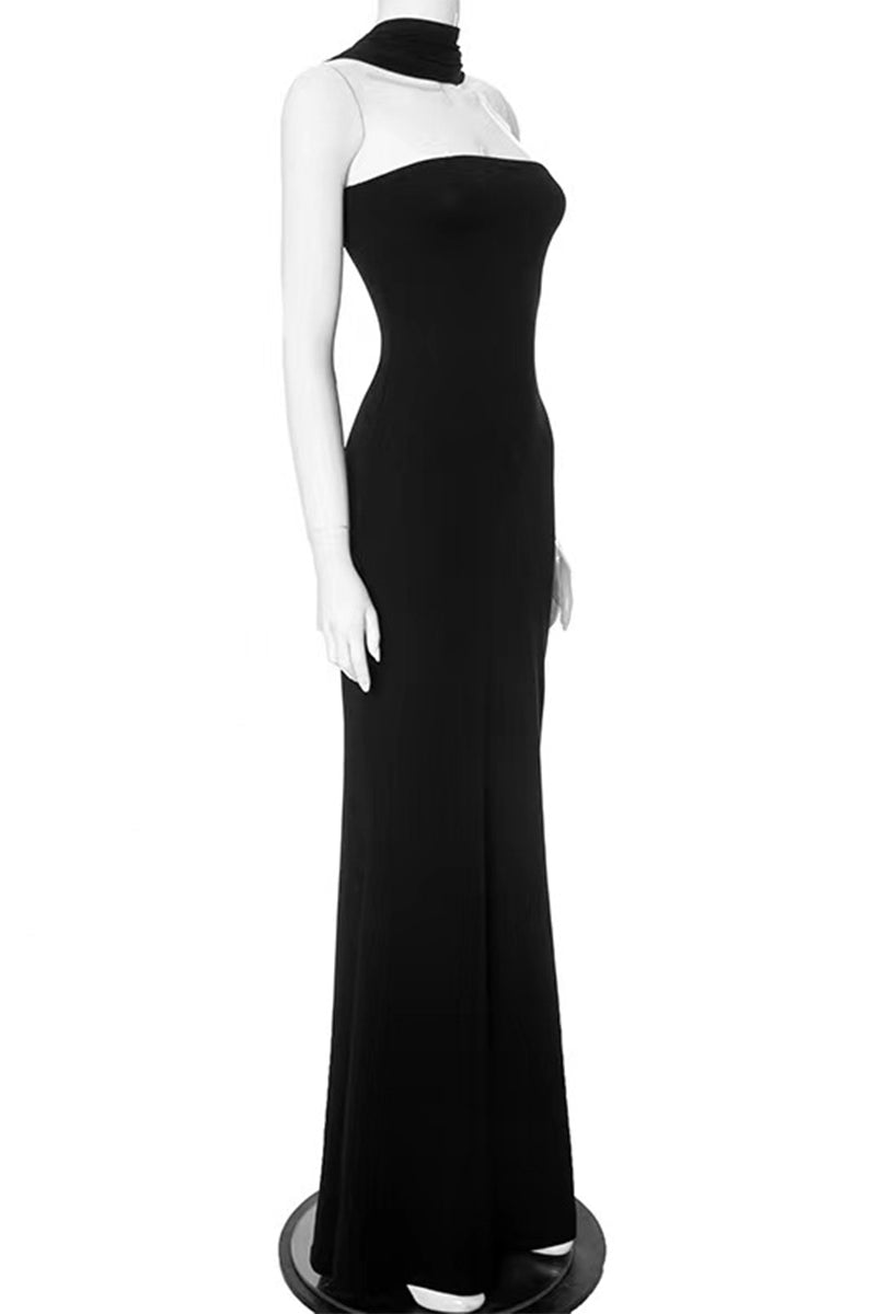 Patchwork Halter Long Dresses(3 Colors)