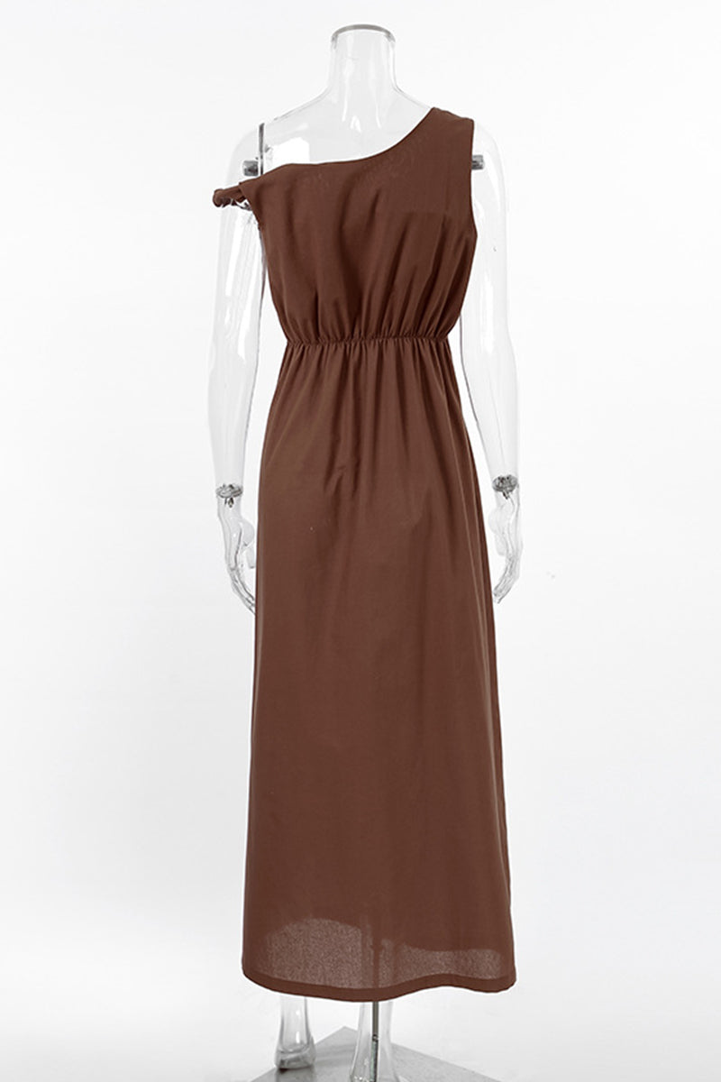 Irregular Oblique Collar One Step Skirt Dresses