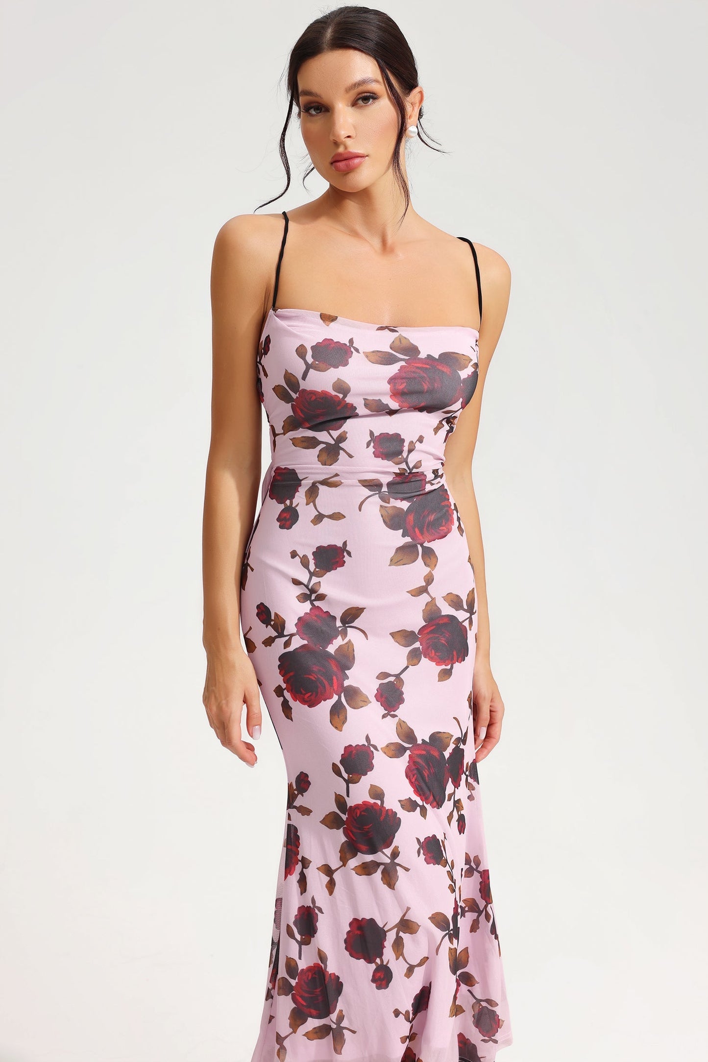 Lace Up Slim Cami Midi Dress