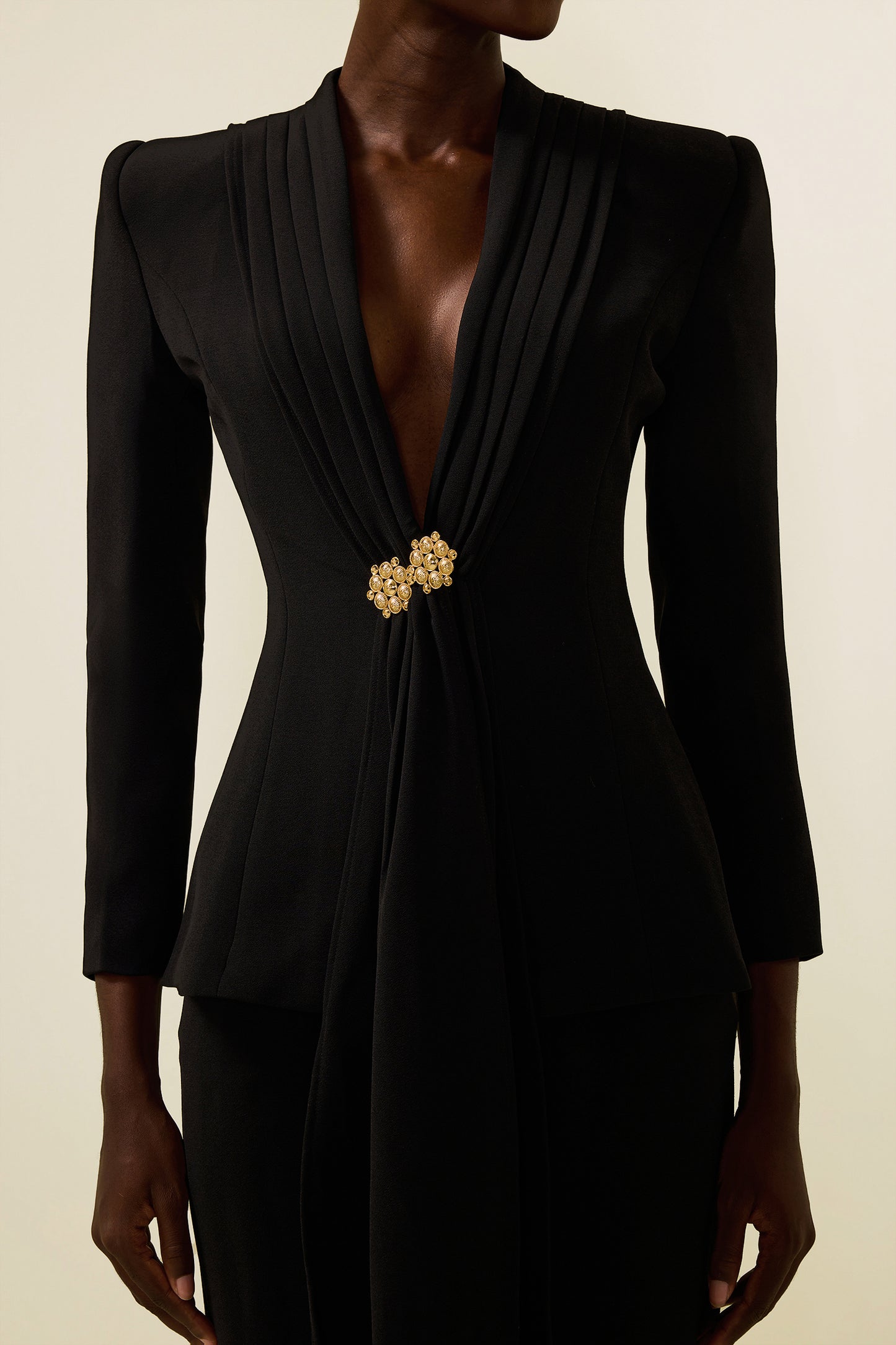 Ruched Bottom Blazer & Mid Waist Pants Set