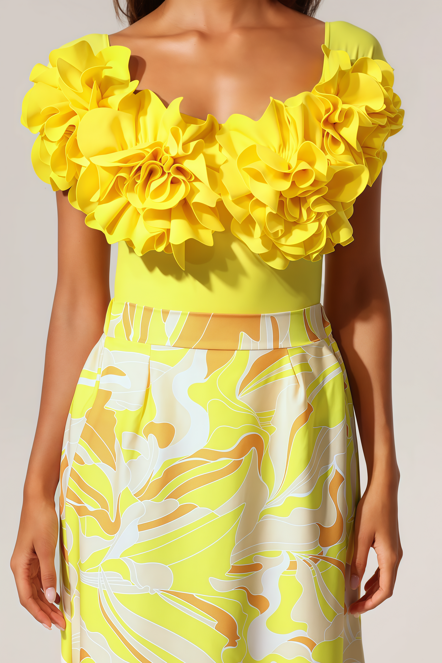Tulip Off-shoulder Flowers Maxi Two-piece Set