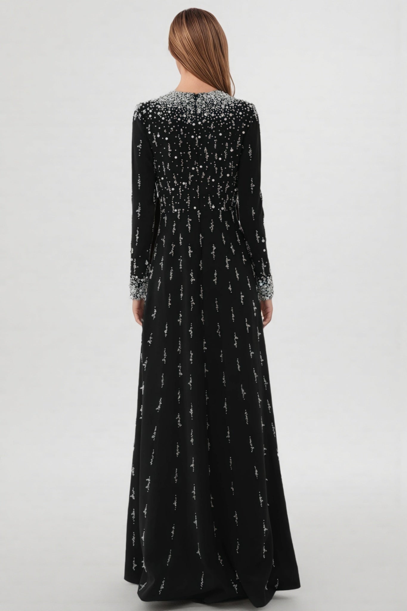 Jarety Long Sleeve Beaded Maxi Dress