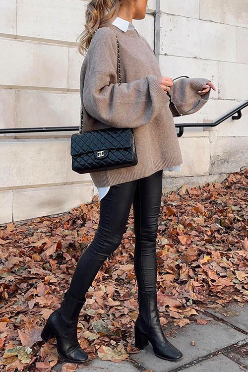 Crewneck Drop Shoulder Loose Fit Sweater