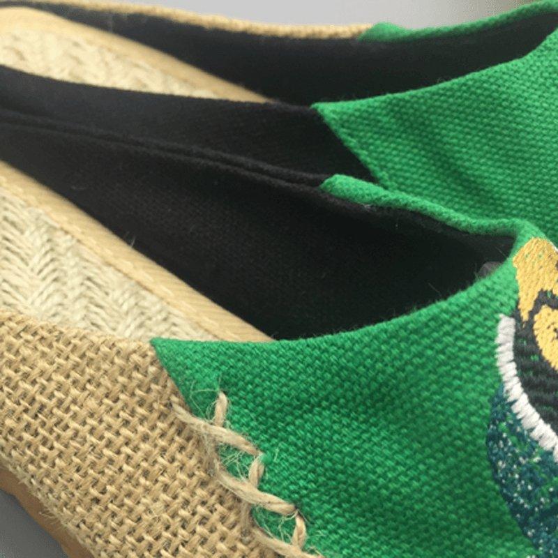 Peking Opera Facial Embroidered Flats Home Slippers