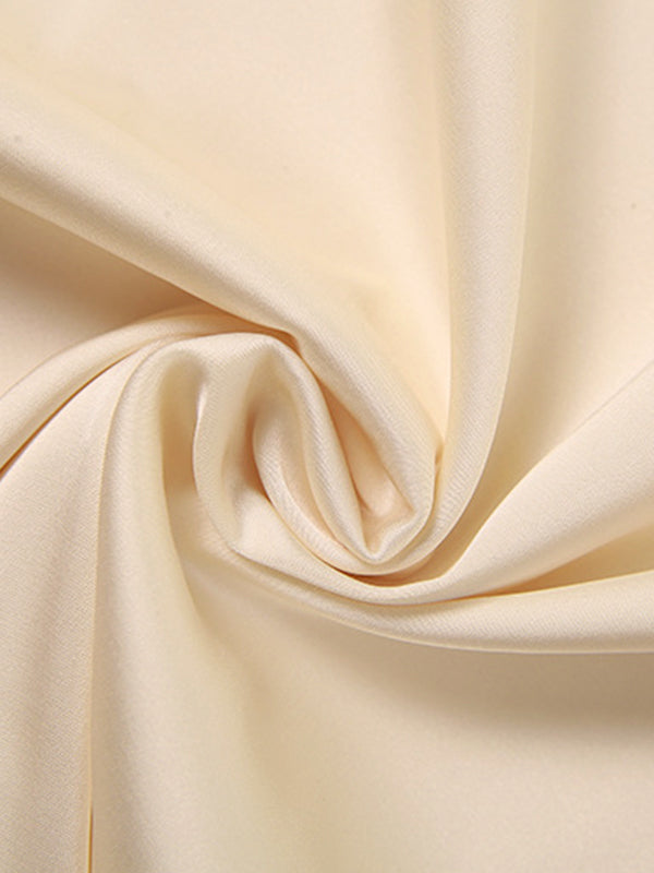 Champagne Satin Backless Tie Up Maxi Dress