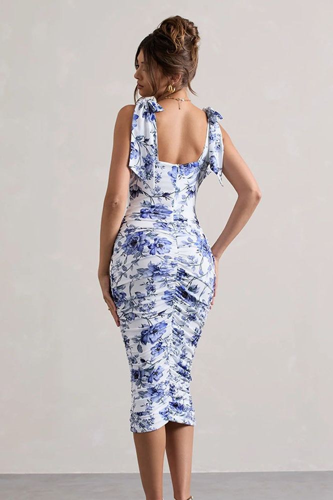 Print Ruched Maxi Dress