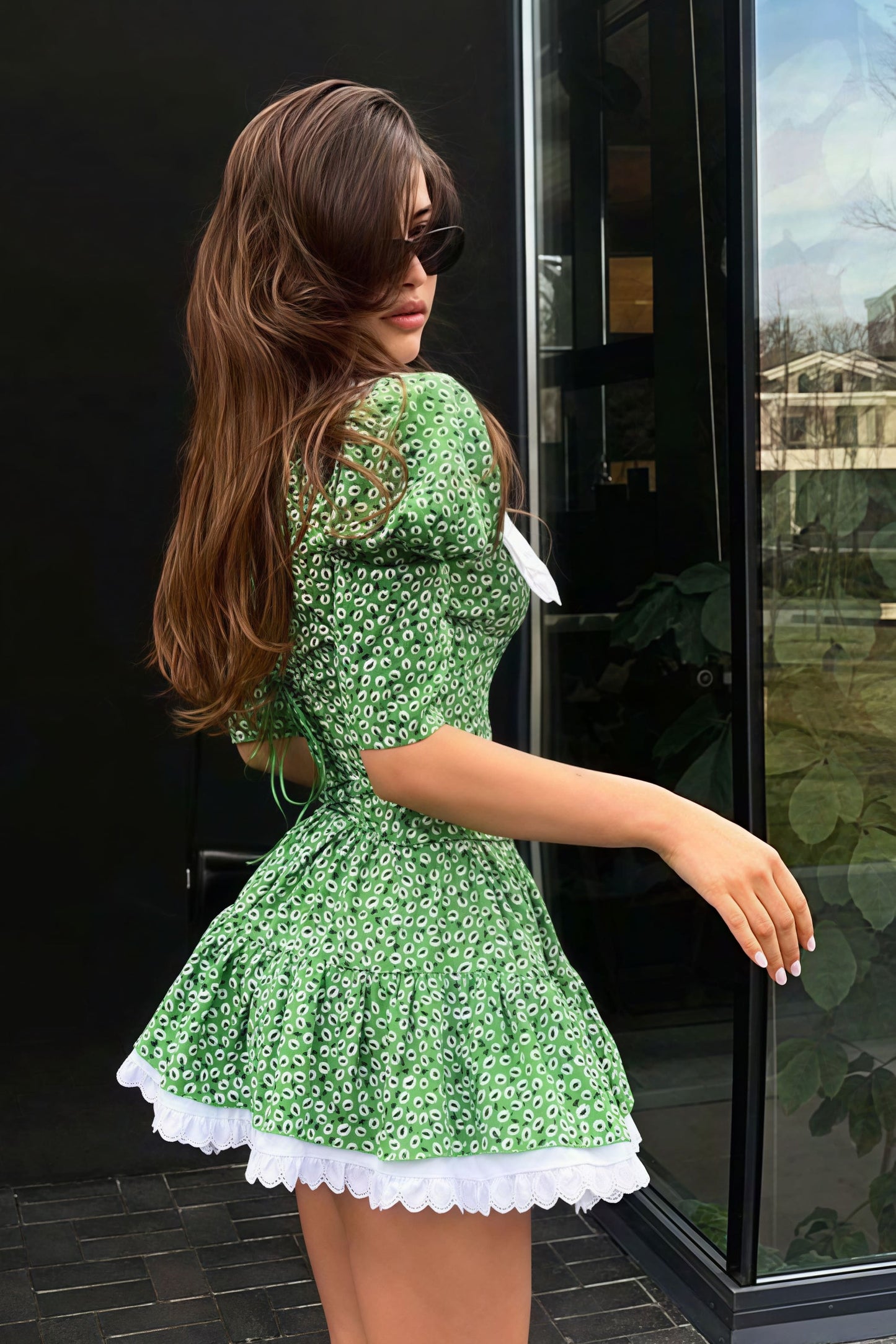 Peter Pan Collar Short Sleeve Mini Dress