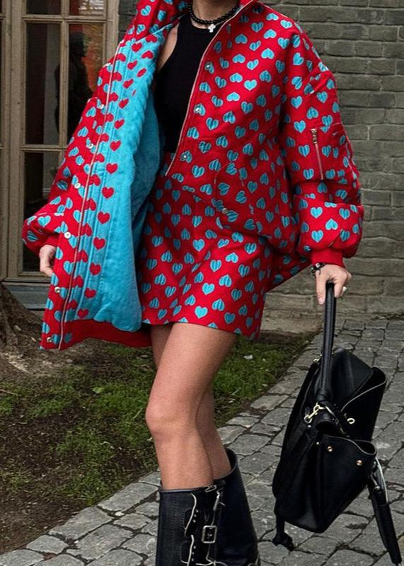 Bold Heart Print Two-piece Set