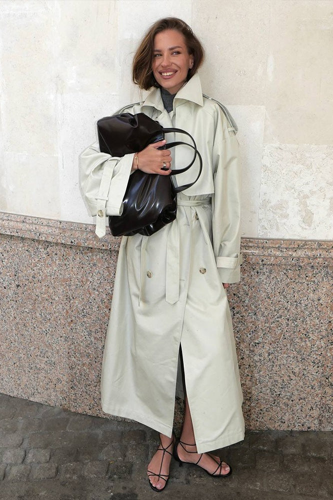 Belted Long Line Trench Overcoat