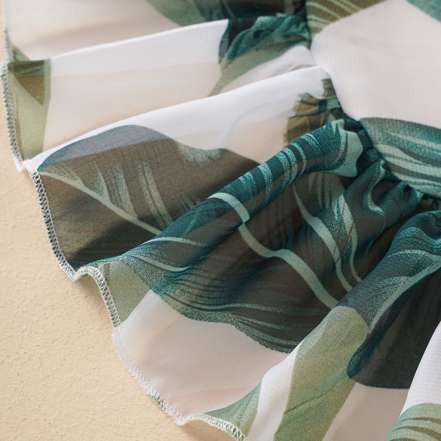 Coconut Palm Ruched Ruffle Hem Cover-up Wrap Skirt