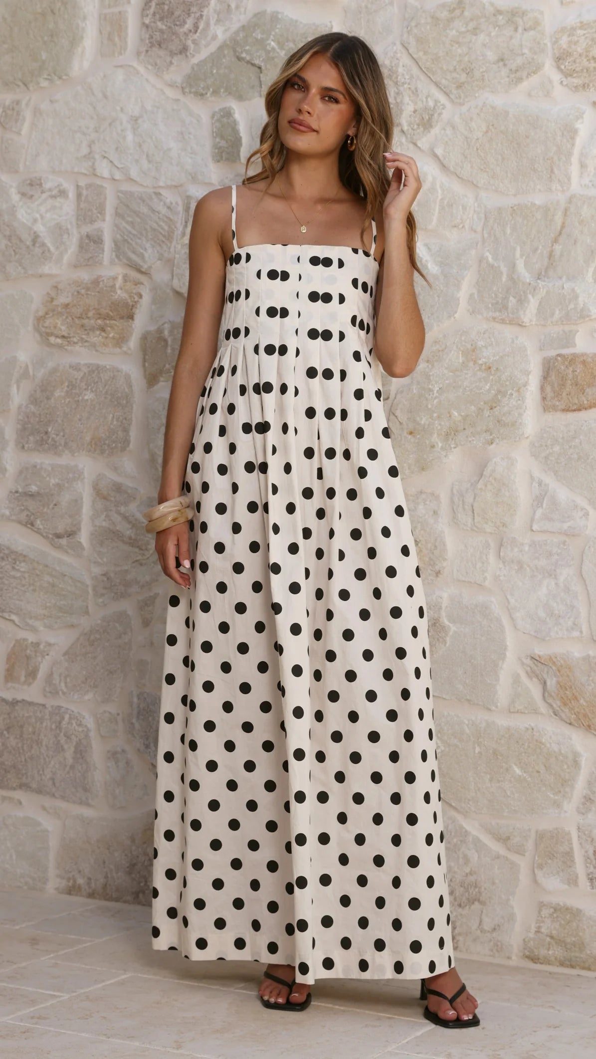 Felicity Maxi Dress - White/black Spot