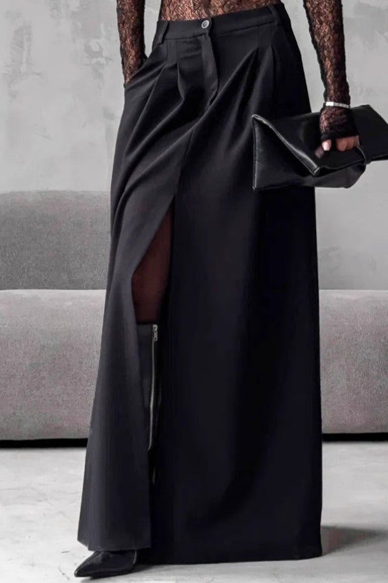 High-waist Split A-line Skirt