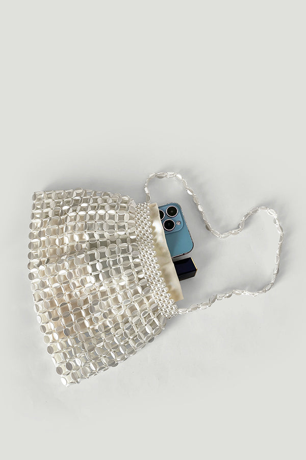 Handmade Flat Beaded Beaded Woven Handbag Bag