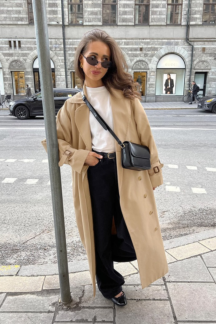 Khaki Longline Double Breasted Overcoat