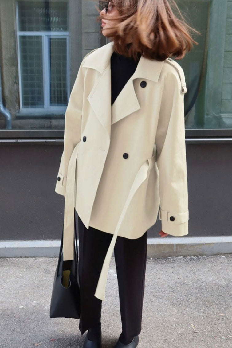 Loose Notch Collar Waist-tied Designers Trench Coat