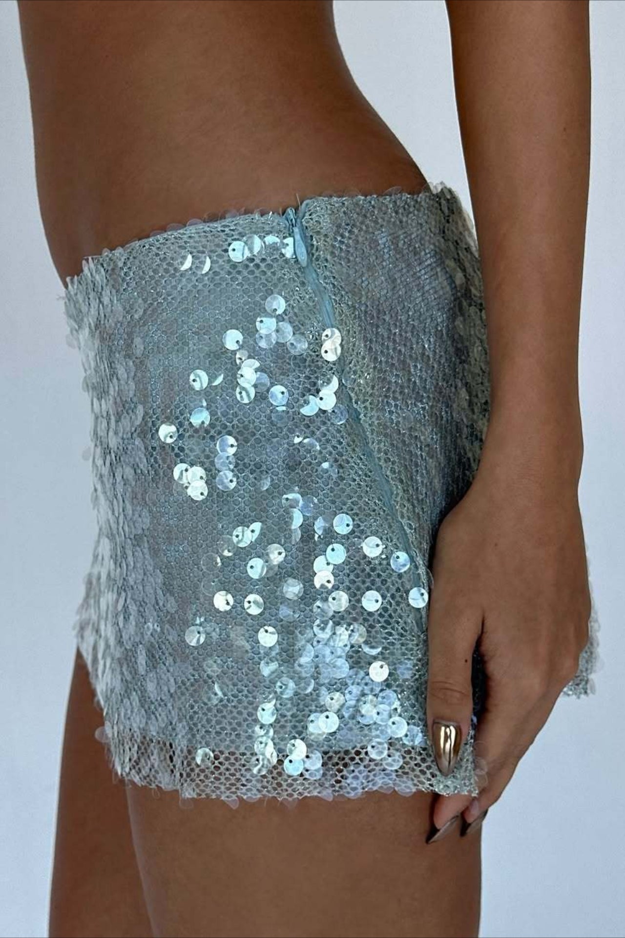 Color Sequin Fitted Party Mini Skirt